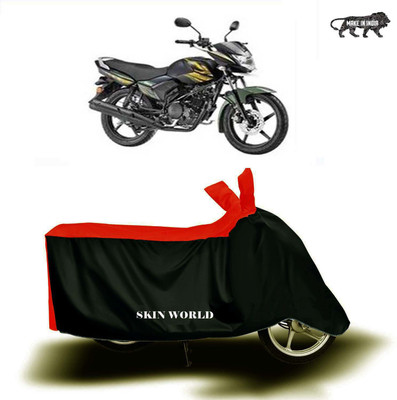 SKIN WORLD Two Wheeler Cover for Yamaha(Saluto, Red, Black)