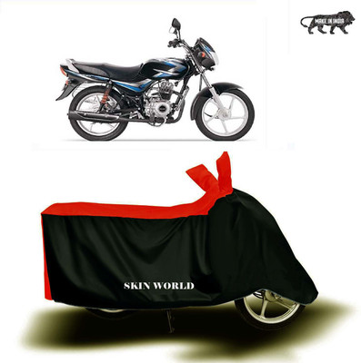 SKIN WORLD Two Wheeler Cover for Bajaj(CT100, Red, Black)