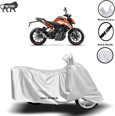 SKIN WORLD Two Wheeler Cover for KTM(250 Duke, Silver)
