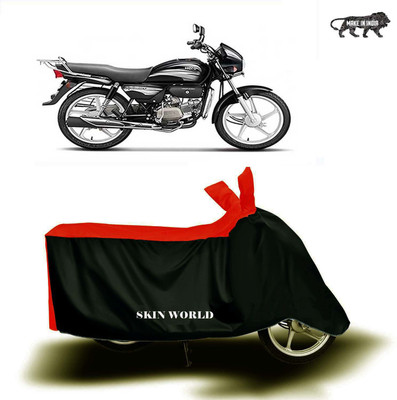 SKIN WORLD Two Wheeler Cover for Hero(Splendor Plus, Red, Black)