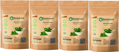 HerbsLand Premium Tulsi Leaf Holy Basil Powder - 400 gram(4 x 100 g)
