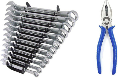 Exotic Arcade Combo of Combination Spanner Set 12 Pcs and 8 inch Plier || Long Combination Spanner 12 Pieces Double Sided Combination Wrench(Pack of 13)