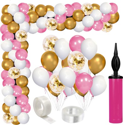 ZYOZI Solid Pink Balloon Arch Garland Kit,113 pcs Pieces White Pink Gold and Gold Confetti Balloon(Pink, Gold, White, Pack of 113)