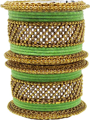 Anahat collection Metal, Fabric Gold-plated Bangle Set(Pack of 18)