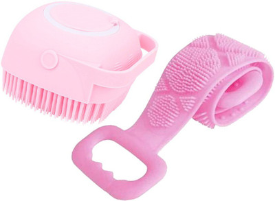 KRAZE Unisex Silicone Bathing Body bath belt and Scrub Brush With Shampoo Dispenser