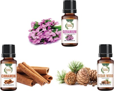 botanic garden Combo of Geranium,Cinnamon & Cedar Wood Essential oils-10ml each(30 ml)