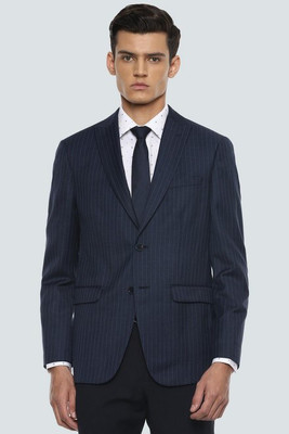 LOUIS PHILIPPE Striped Single Breasted Formal Men Blazer(Blue)