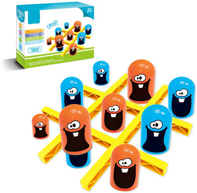 WHITE POPCORN Gobble Board Game Plastic Tic-Tac-Toe Game Toy For Kids Children Kindergarten Party & Fun Board Game