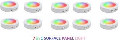 Nightstar 9 Watt 7 Colour in 1 Multicolour Surface panel Led Light 10 Pcs Recessed Ceiling Lamp(Red, Blue, Pink, Purple, Yellow, White, Orange)