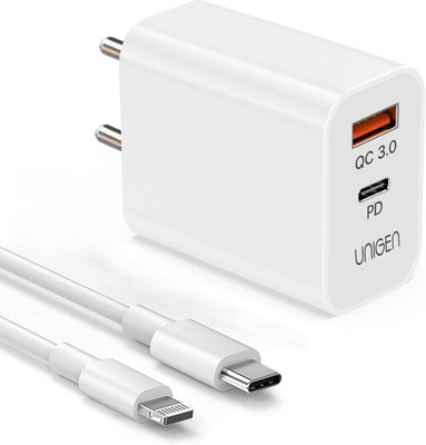 UNIGEN 20 W 3 A Wall Charger for Mobile with Detachable Cable(White)