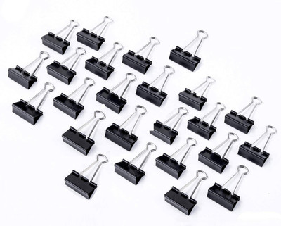 Tia Crafts Paper Blinder clips for office capacity 90 pages -24 clips - size 25mm metal Blinder clip(Set of 24, Black)