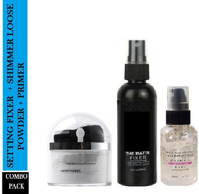 MYEONG PRIMER ACCORDING TO SKIN TYPE AND MAKEUP LONG LASTING FIXER SPRAY , SHIMMER LOOSE POWDER(3 Items in the set)