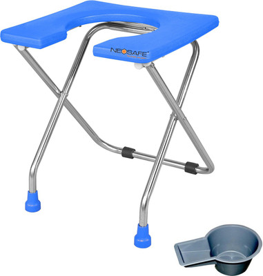 NEOSAFE STAINLESS STEEL COMMODE STOOL FRONT OPEN Commode Chair(Blue)