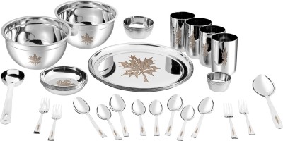 Kraft Pack of 36 Steel Stainless Steel 36 Pcs Lily Dinner / Lunch Dinner Set(Silver)