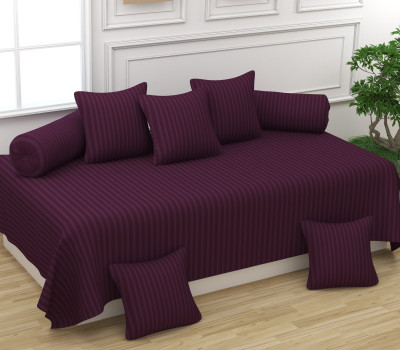 CASTIQA Satin Striped Diwan Set(Purple)