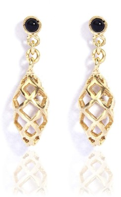 Gempro Genuine Black Onyx Gemstone Golden Filigree Crystal Drops & Danglers