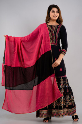 KRISHNA MURTI CREATION Women Kurta Sharara Dupatta Set