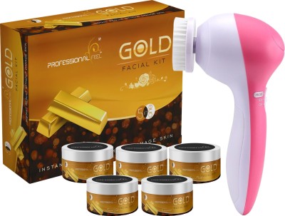 PROFESSIONAL FEEL Gold Facial Kit With 5 in 1 Face Massager For Vitamin Facial(5 x 50 g)