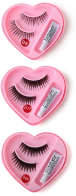 NADJA Charming Heart Shape False-Fake Eyelashes With Glue Set Natural(Pack of 3)