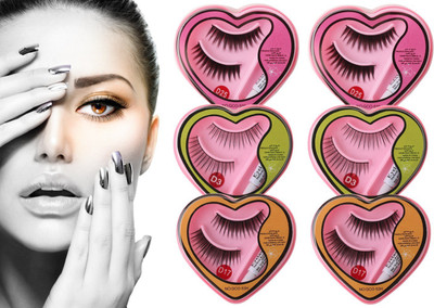 NADJA New Heart Shape False-Fake Eyelashes With Glue Set Natural(Pack of 6)