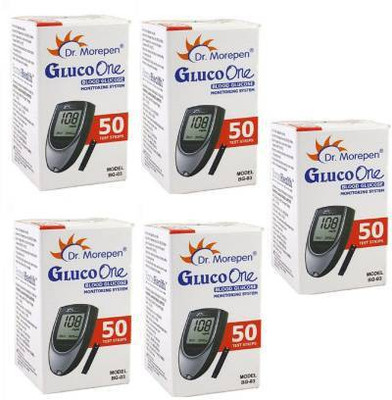Dr. Morepen Blood glucose test strips 250 pack of 250 strips 250 Glucometer Strips