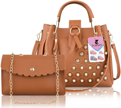 TCRAZY Women Tan Shoulder Bag(Pack of: 2)