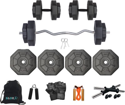 STARX 8 kg 8Kg Hexa PVC weight with 3ft Curl Rod and Accessories Home Gym Combo