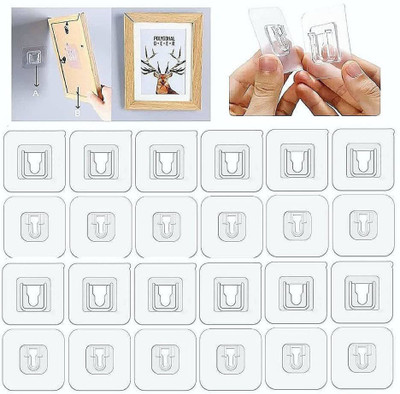 JIALTO 12Pc Double-Sided Adhesive Wall Hooks Hanger Strong Transparent Wall Hook|13.2lb Hook 12(Pack of 12)