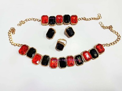 White pearl Alloy Gold-plated Red, Black Jewellery Set(Pack of 1)