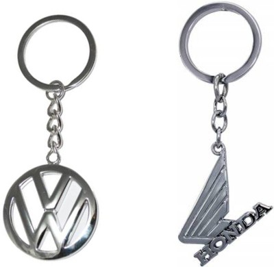 JAINSON MARTIN Combo Of Wolkswagon & Honda Wings Car Logo Metal Keychain For Bike Lovers Key Chain