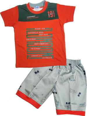 Ni Kids Baby Boys & Baby Girls Casual T-shirt Shorts(Orange)