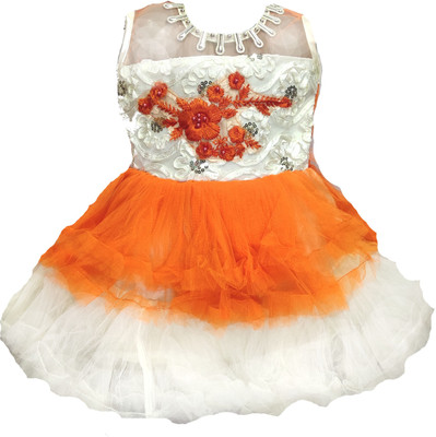 Stylish Collection Girls Midi/Knee Length Festive/Wedding Dress(Multicolor, Sleeveless)