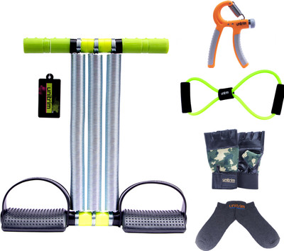 UNITRIM Tummy Trimmer Triple Spring Male, Adjustable Hand Grip and Chest Expander Resistance Tube Combo Fitness Accessory Kit Kit