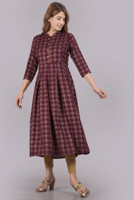 SHREE LIFESTYLE Women Printed A-line Kurta(Maroon)