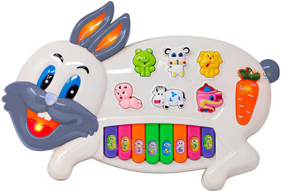 Himanshu Traders HT Musical Rabbit Piano Toy with Flashing Light & Sound for Kid Grey(Multicolor, Grey)