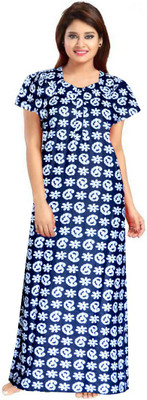 Gorangani Women Nighty(Blue, White)