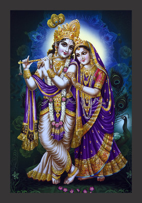 Mmory Beautiful Decorative Radha Krishna Wall Decor Painting Digital Reprint 12 inch x 8 inch Painting(With Frame)