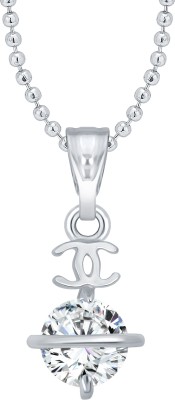 VIGHNAHARTA Valentine Attractive Solitaire CZ Rhodium Plated Pendant with Chain for Girls Rhodium Cubic Zirconia Alloy