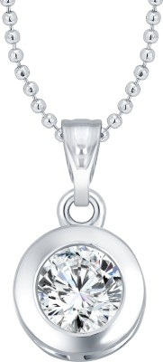 VIGHNAHARTA Youthful Solitaire CZ Rhodium Plated Pendant with Chain for Girls and Women Rhodium Cubic Zirconia Alloy