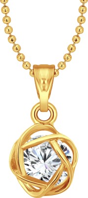 VIGHNAHARTA Attractive Solitaire CZ Gold Plated Pendant with Chain for Girls Gold-plated Cubic Zirconia Alloy