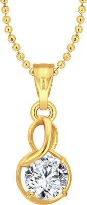 VIGHNAHARTA Enchanting Solitaire CZ Gold Plated Pendant with Chain for Girls and Women Gold-plated Cubic Zirconia Alloy