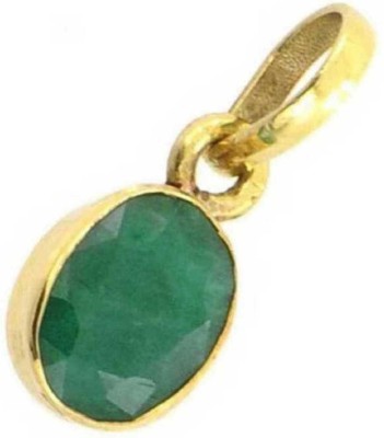 VKP SalePush 5.25 Ratti Natural Emerald Loose Gemstone Panna Pendant Locket for Men and Women Gold-plated Emerald Brass