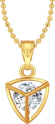 VIGHNAHARTA Daisy Flower Solitaire CZ Gold Plated Pendant with Chain for Girls Gold-plated Cubic Zirconia Alloy