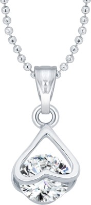 VIGHNAHARTA Enchanting Solitaire CZ Rhodium Plated Pendant with Chain for Girls and Women Rhodium Cubic Zirconia Alloy