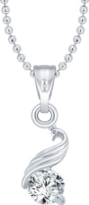 VIGHNAHARTA Super Solitaire CZ Rhodium Plated Pendant with Chain for Girls and Women Rhodium Cubic Zirconia Alloy