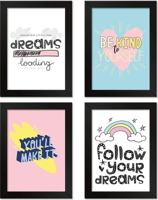 Poster Frames Black Wall Hangings, Set of 4 , Motivational Paper Print(12.75 inch X 9.25 inch)