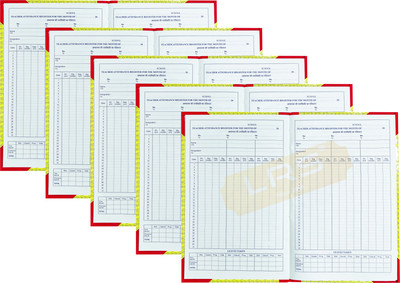 LRS Teacher Attendance Register with Time and Signature In and Out 100 Pages - Pack of 5 - 32*20 cm 3-Part Teacher Attendance Register(1 Sets)