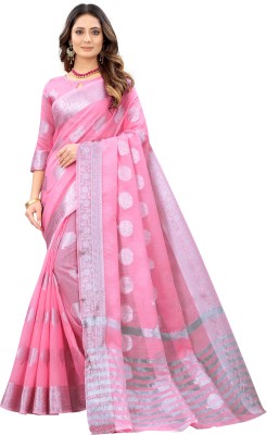 HARSH APPAREL Printed Bollywood Cotton Silk Saree(Pink)