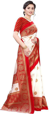 Spacekart Printed Chanderi Art Silk Saree(Multicolor)