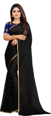 hasti fashion Embellished Daily Wear Chiffon Saree(Black)